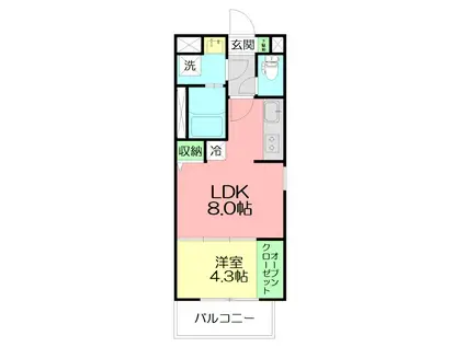 LIEBE WATANABE(1LDK/4階)の間取り写真