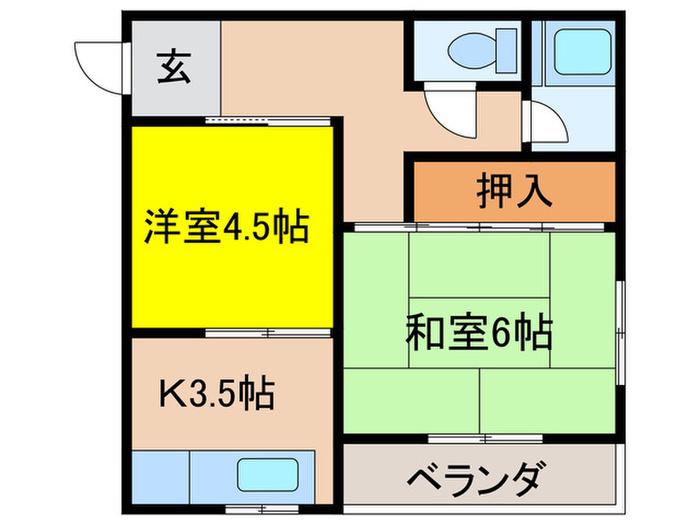ミッチーマンション(2K/2階)の間取り写真