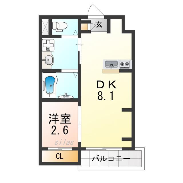 ジーイーディス(1LDK/2階)の間取り写真
