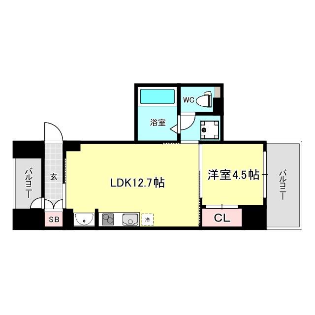 ブリリアントコートクラージュ(1LDK/2階)の間取り写真