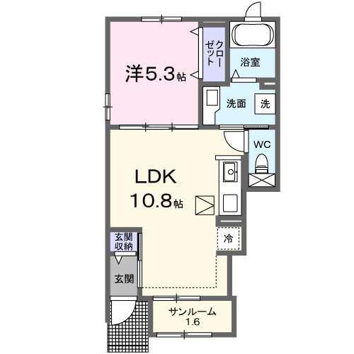 ベル リュミエール(1LDK/1階)の間取り写真