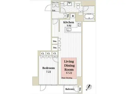 富士見イースト(1LDK/5階)の間取り写真