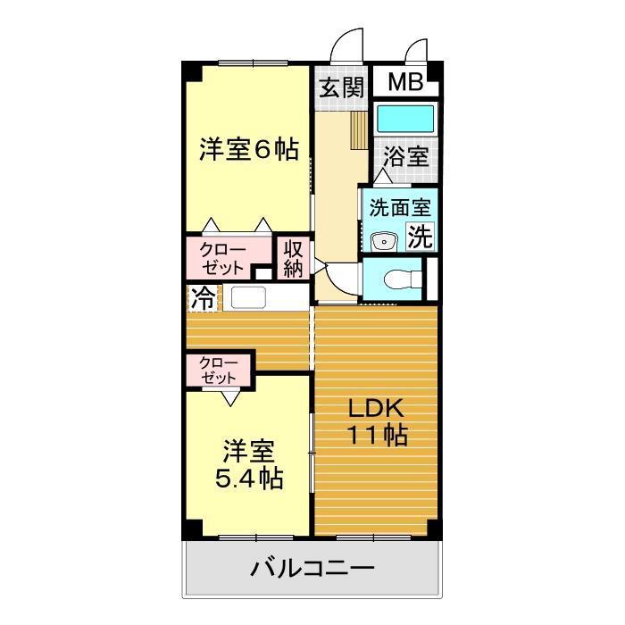サニーカーサA(2LDK/2階)の間取り写真