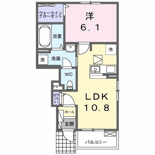 ジュライ・玉泉(1LDK/1階)の間取り写真