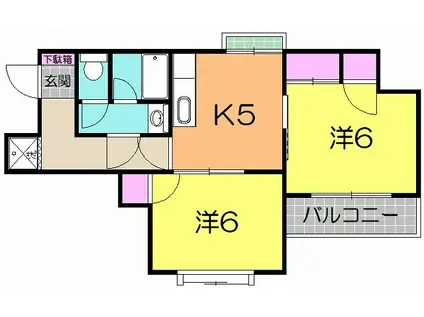 メゾン・ド・栄光(2K/1階)の間取り写真