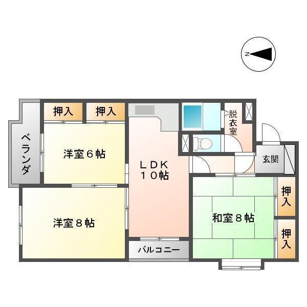 プレジデント福乃宮(3LDK/4階)の間取り写真