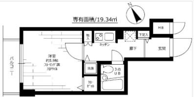 ステージファースト青山(1K/3階)の間取り写真