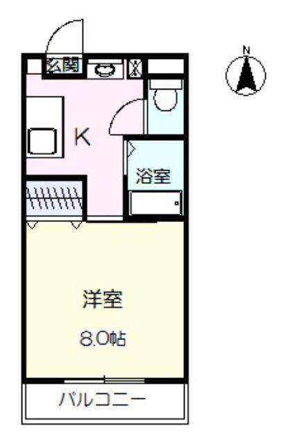 グリーングラス(1K/1階)の間取り写真