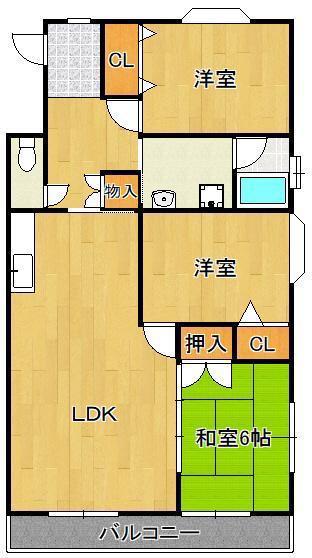 アイサム引野(3LDK/3階)の間取り写真