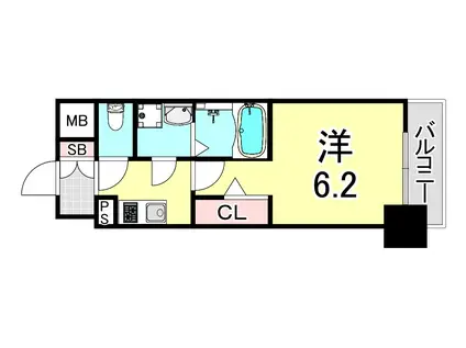 アドバンス神戸マーレ(1K/6階)の間取り写真