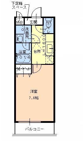 フジパレスえんじゅ(1K/1階)の間取り写真