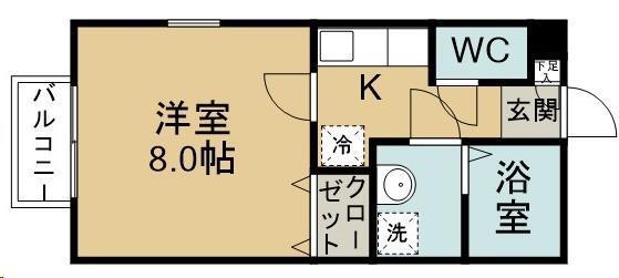 HILL BASE(1K/1階)の間取り写真