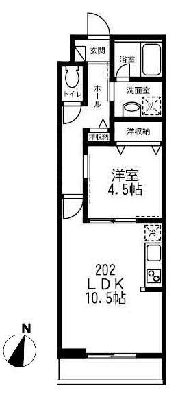 ウィステリア世田谷(1LDK/2階)の間取り写真