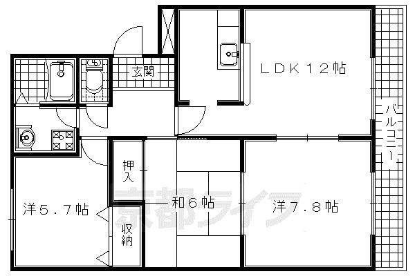 グッドヒルズ桜が丘(3LDK/1階)の間取り写真