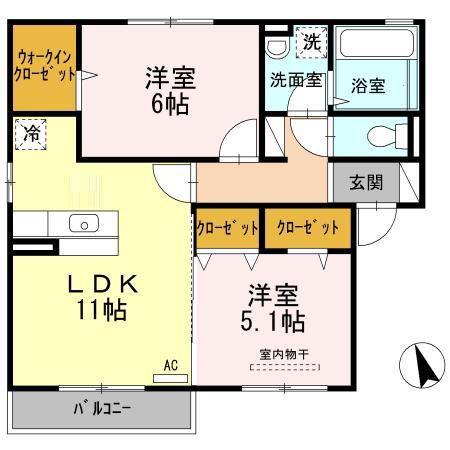 クレールM(2LDK/2階)の間取り写真