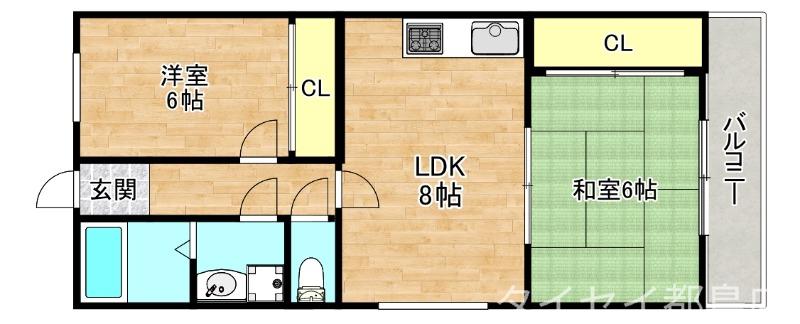 プチハイム村上(2LDK/3階)の間取り写真