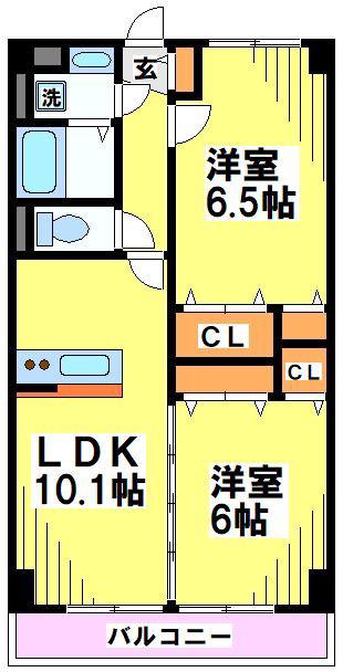 エコーヒルズ神代(2LDK/3階)の間取り写真