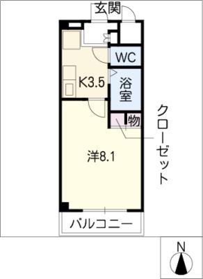 イースト TOWN K(1K/2階)の間取り写真