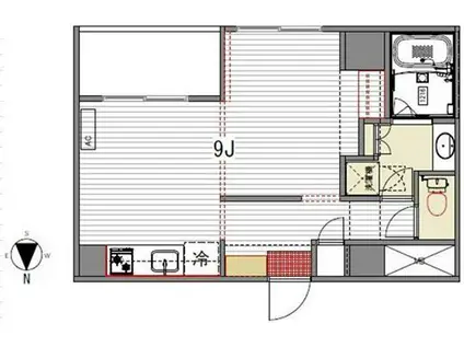 ラクラス田原町(1DK/2階)の間取り写真