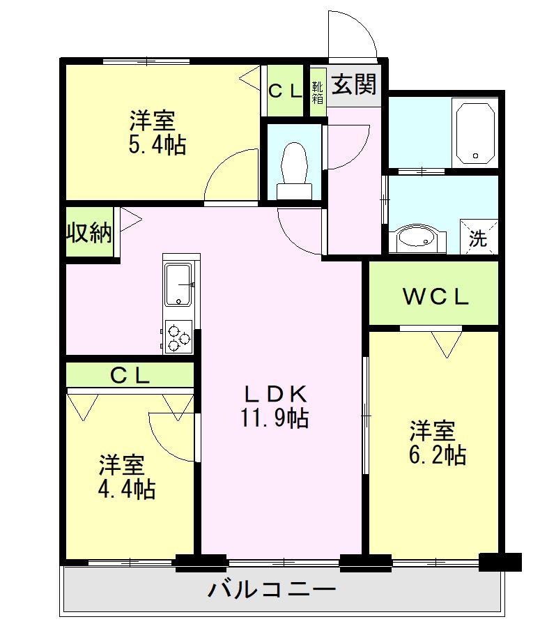 N.VILLAGE光の森西(3LDK/3階)の間取り写真
