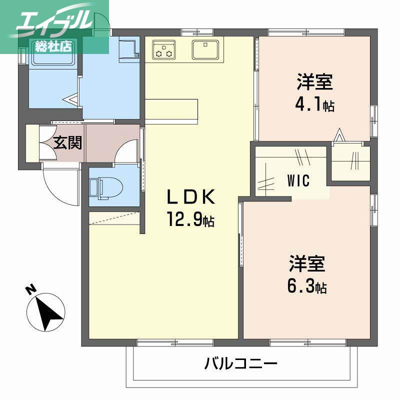 ツインコーポ三宅B棟(3DK/2階)の間取り写真