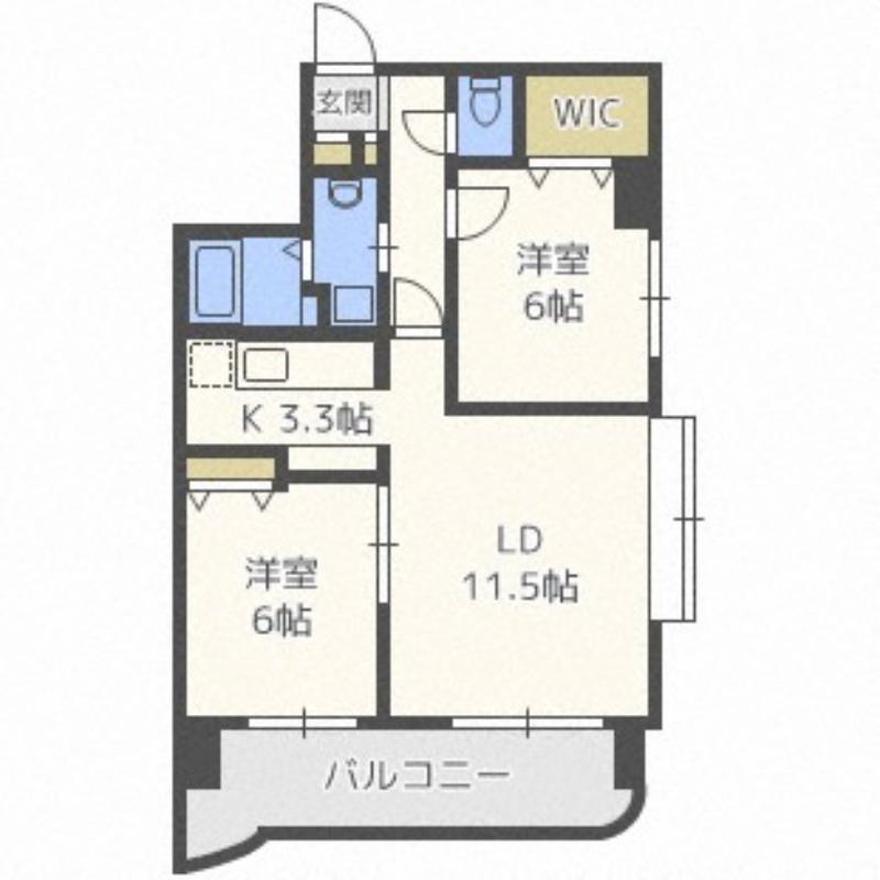 円山ガーデンヒルズ(2LDK/6階)の間取り写真