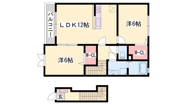 ランボ・イーリス(2LDK/2階)の間取り写真