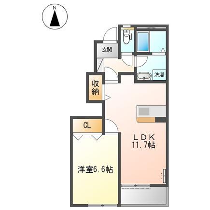 グランド ソレイユ(1LDK/1階)の間取り写真