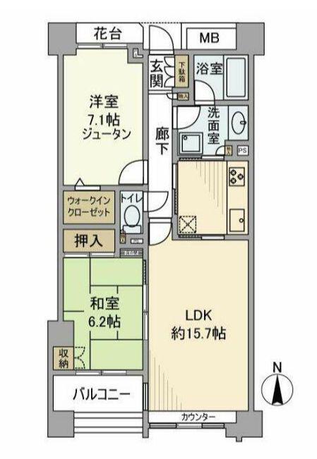 本郷真砂パークハウス壱番館(2LDK/9階)の間取り写真