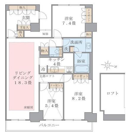 ブリリアイスト東雲キャナルコート(3LDK/14階)の間取り写真
