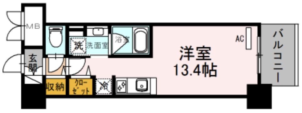 ポンテシエロ(ワンルーム/3階)の間取り写真