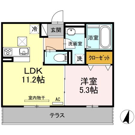 グランデージ(1LDK/1階)の間取り写真
