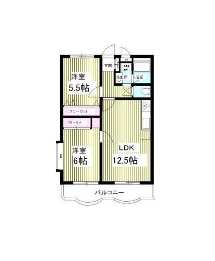 グレースマンションベル(2LDK/2階)の間取り写真