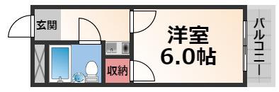 タチバナコーポ(ワンルーム/2階)の間取り写真