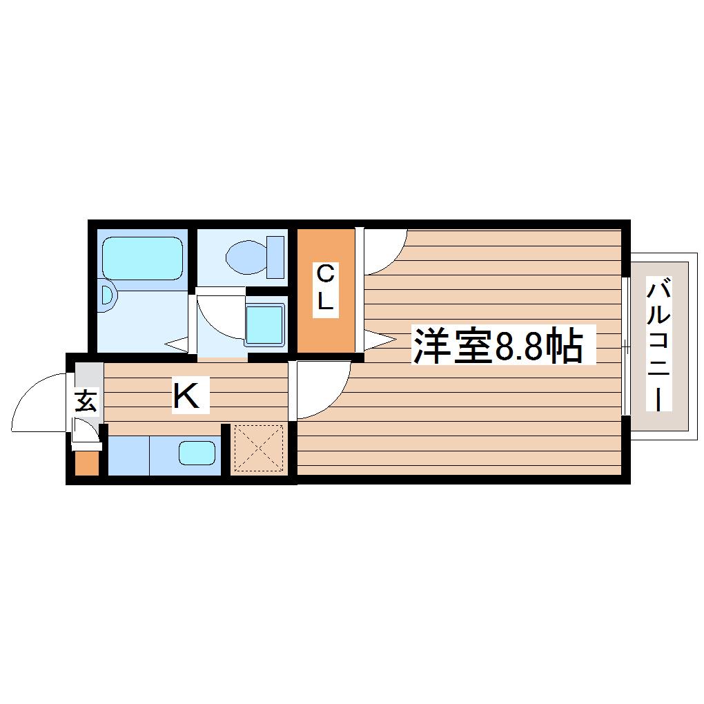 エスポワールA(1K/1階)の間取り写真