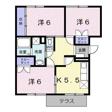 エルディム本町II(3K/1階)の間取り写真