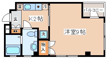 パークハウス磯上(1K/4階)の間取り写真