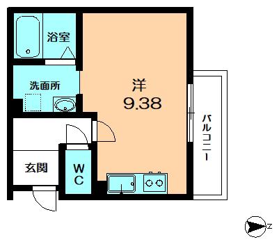 PREMIERE V(ワンルーム/1階)の間取り写真