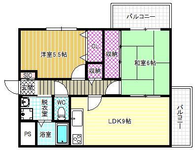 信栄ハウス柏木(2LDK/4階)の間取り写真