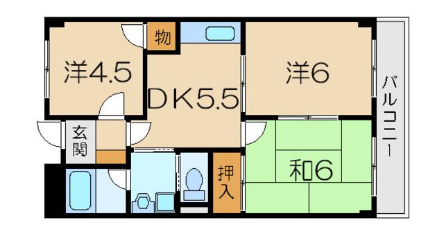 ツインアベニューB(3DK/3階)の間取り写真