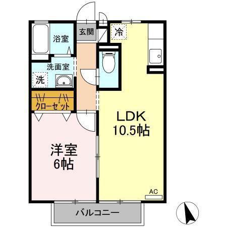 久持良ハイツD(1LDK/1階)の間取り写真
