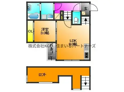 ウインクルム・CREST(1LDK/2階)の間取り写真