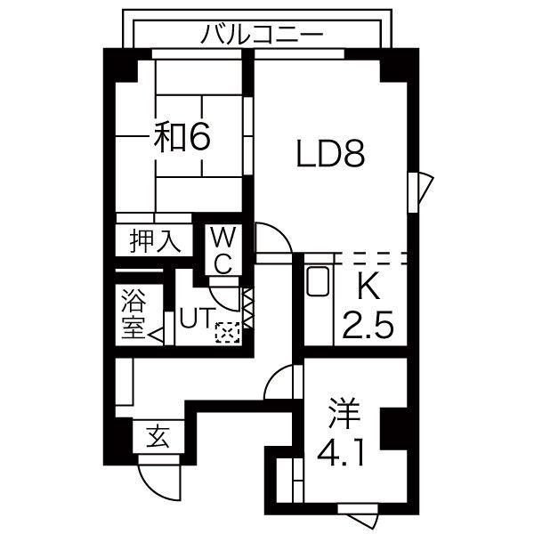 パークアベニュー札幌(2LDK/5階)の間取り写真