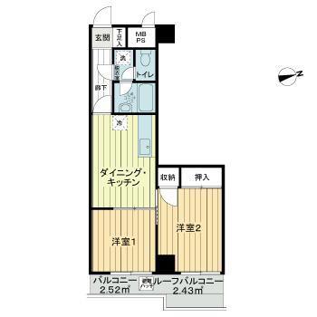ライオンズマンション東長崎(2DK/2階)の間取り写真