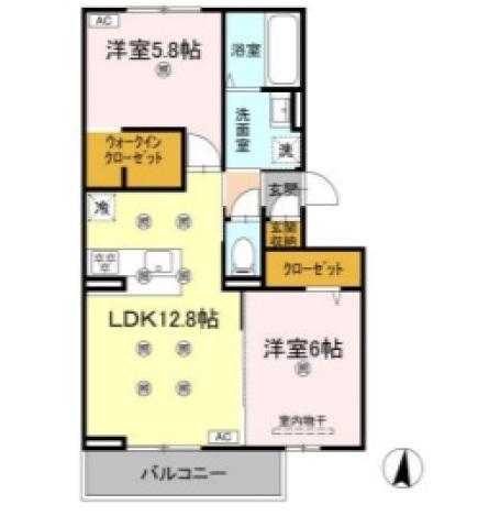 クランツ北井門(2LDK/2階)の間取り写真