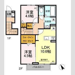 アぺーゴ B(2LDK/2階)の間取り写真