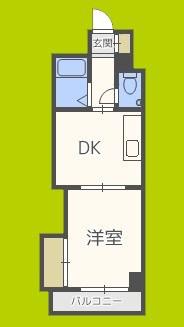 ノルデンハイム新北野(1DK/1階)の間取り写真