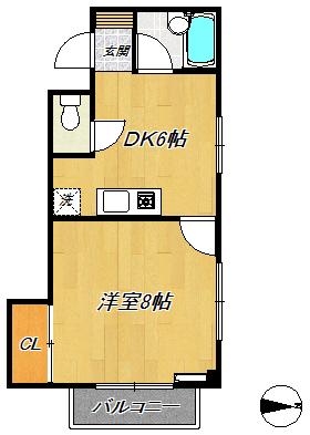 エクセル毛利(1DK/1階)の間取り写真