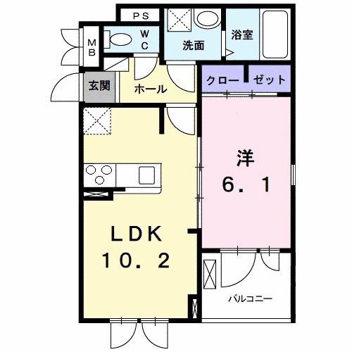 BIG ROAD 神崎川(1LDK/2階)の間取り写真