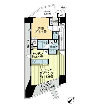 八王子明神町アーバンライフ(1LDK/12階)の間取り写真